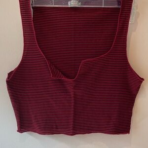 FreePeople Black & Red Striped Sleeveless Top